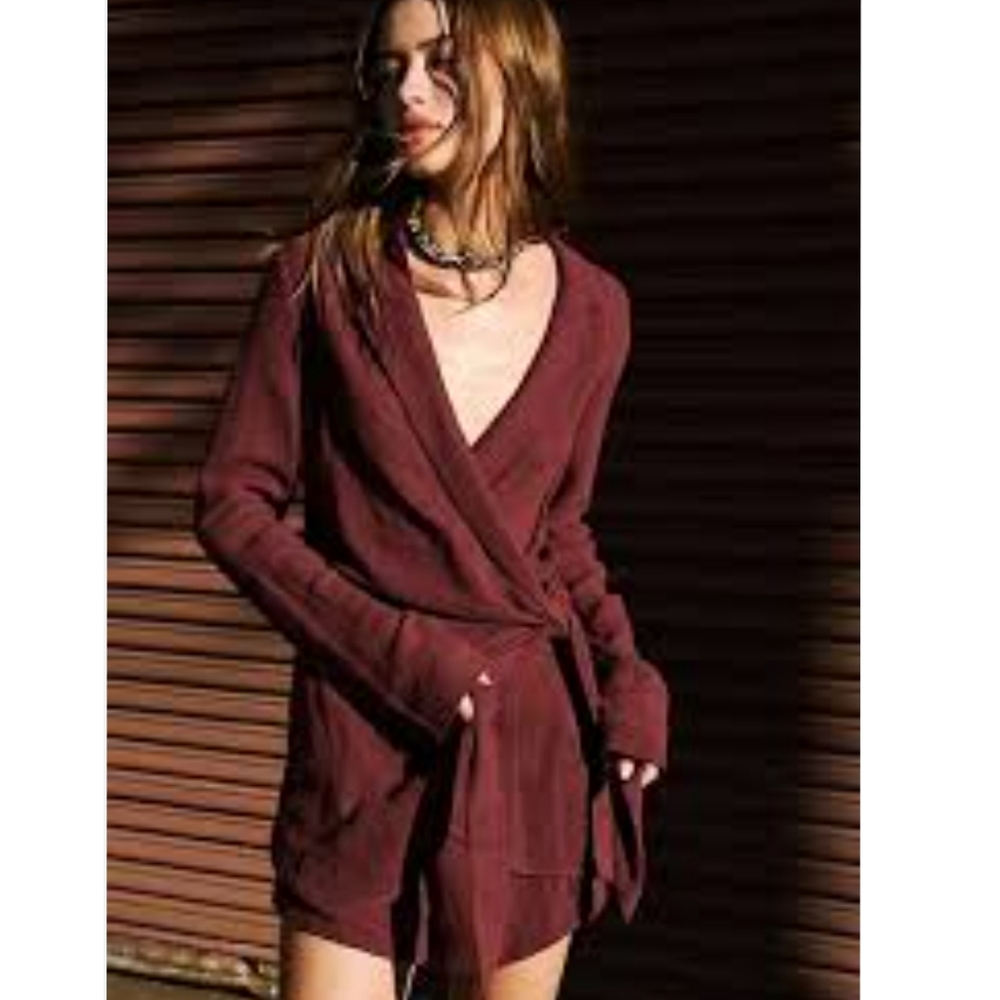 Free People Burgundy Wrap Romper